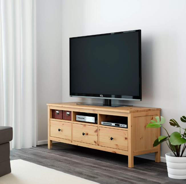 HEMNES Meja tv, cokelat muda, 148x47x57 cm