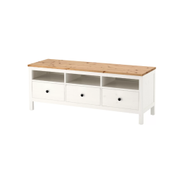 HEMNES Meja tv, warna putih/cokelat muda, 148x47x57 cm