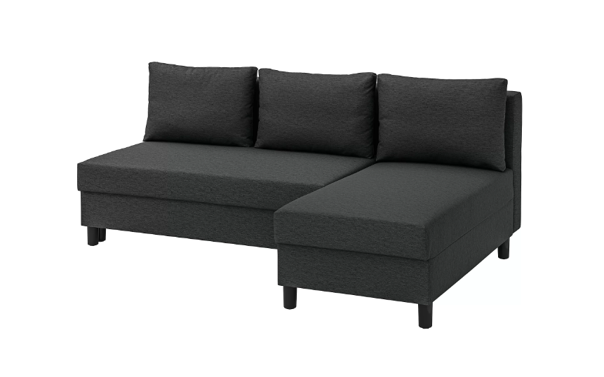 ÄLVDALEN Sofabed 3 dudukan+chaise lounge, knisa abu-abu tua