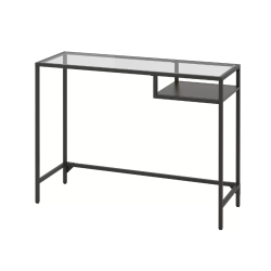 VITTSJÖ Laptop table, black-brown/glass, 100x36 cm