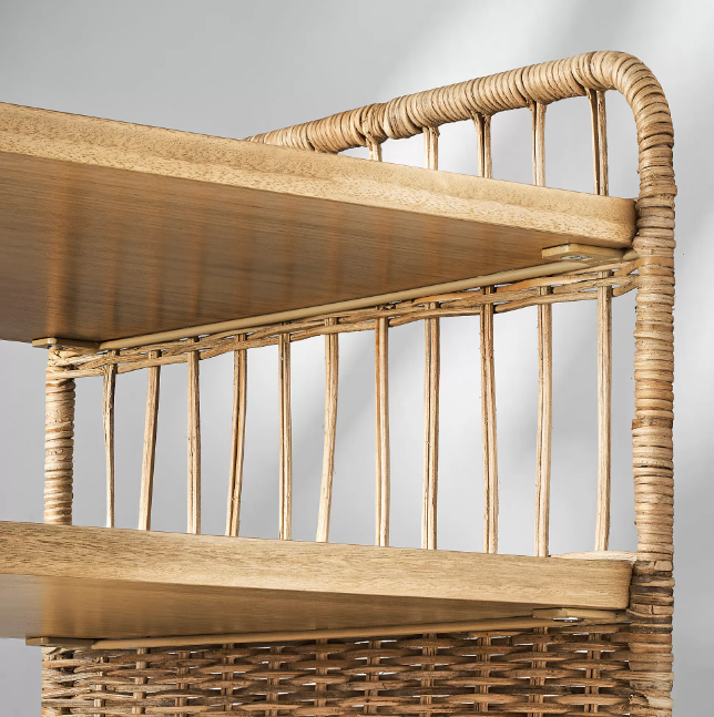 FRYKSÅS Storage unit on castors, rattan, 37x53 cm