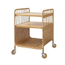 FRYKSÅS Storage unit on castors, rattan, 37x53 cm