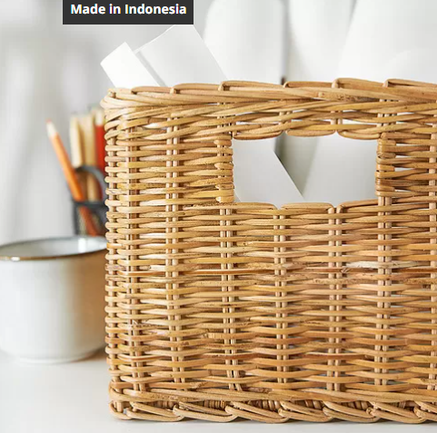 TRUMMIS Basket, handmade rattan, 25x35x20 cm