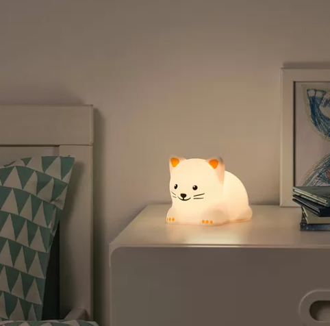 TÖVÄDER Led night light, cat battery-operated