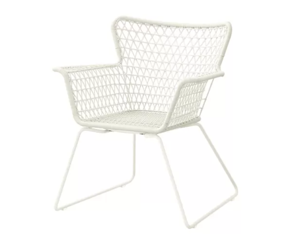 HÖGSTEN Chair with armrests, outdoor, white