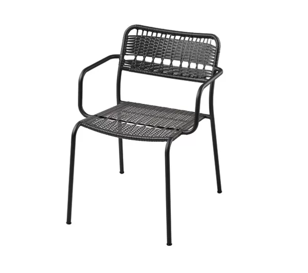 LÄCKÖ Chair with armrests, outdoor, dark grey