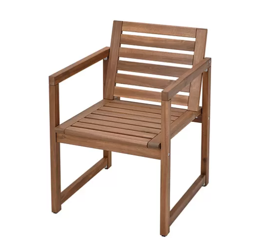 NÄMMARÖ Chair with armrests, outdoor, light brown stained