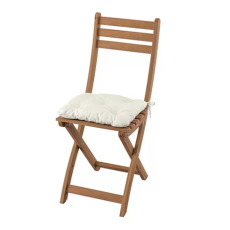 ASKHOLMEN Chair, outdoor, foldable dark brown/kuddarna beige