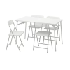 TORPARÖ Table+4 folding chairs, outdoor, white/white/grey, 130 cm