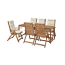 NÄMMARÖ Table+6 reclining chairs, outdoor, light brown stained/kuddarna beige