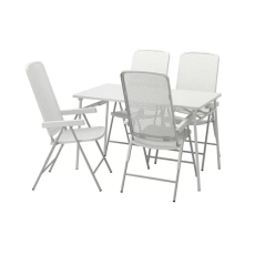 TORPARÖ Table+4 reclining chairs, outdoor, white/white/grey, 130 cm