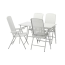 TORPARÖ Table+4 reclining chairs, outdoor, white/white/grey, 130 cm