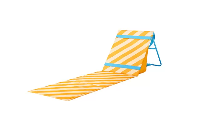 STRANDÖN Sun lounger, yellow/blue