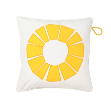 BRÖGGAN Cushion cover, in/outdoor, white/yellow, 50x50 cm