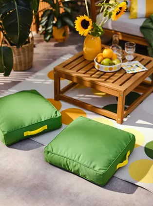 BRÖGGAN Floor cushion, in/outdoor green, 45x45 cm