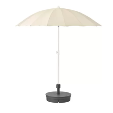 SAMSÖ Parasol with base, beige/grytö dark grey, 200 cm