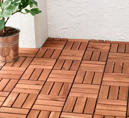 RUNNEN Floor decking, outdoor, brown stained, 0.81 m²