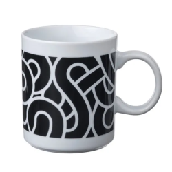 SÖTRÖNN Mug, berpola putih/hitam, 32 cl