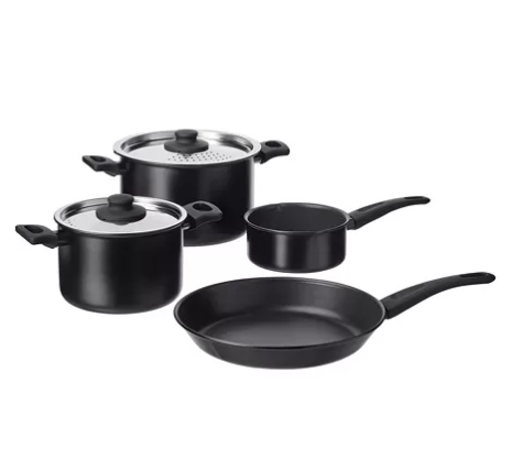 HEMLAGAD Set 6 unit peralatan memasak, hitam