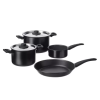 HEMLAGAD Set 6 unit peralatan memasak, hitam